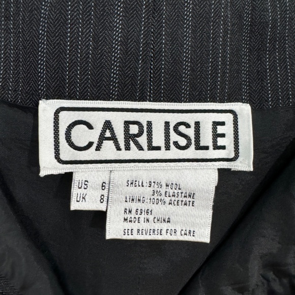 Carlisle Women’s Size 6 Small Gray Stripe Wool Blend Button Detail Trouser Pants - Picture 5 of 9